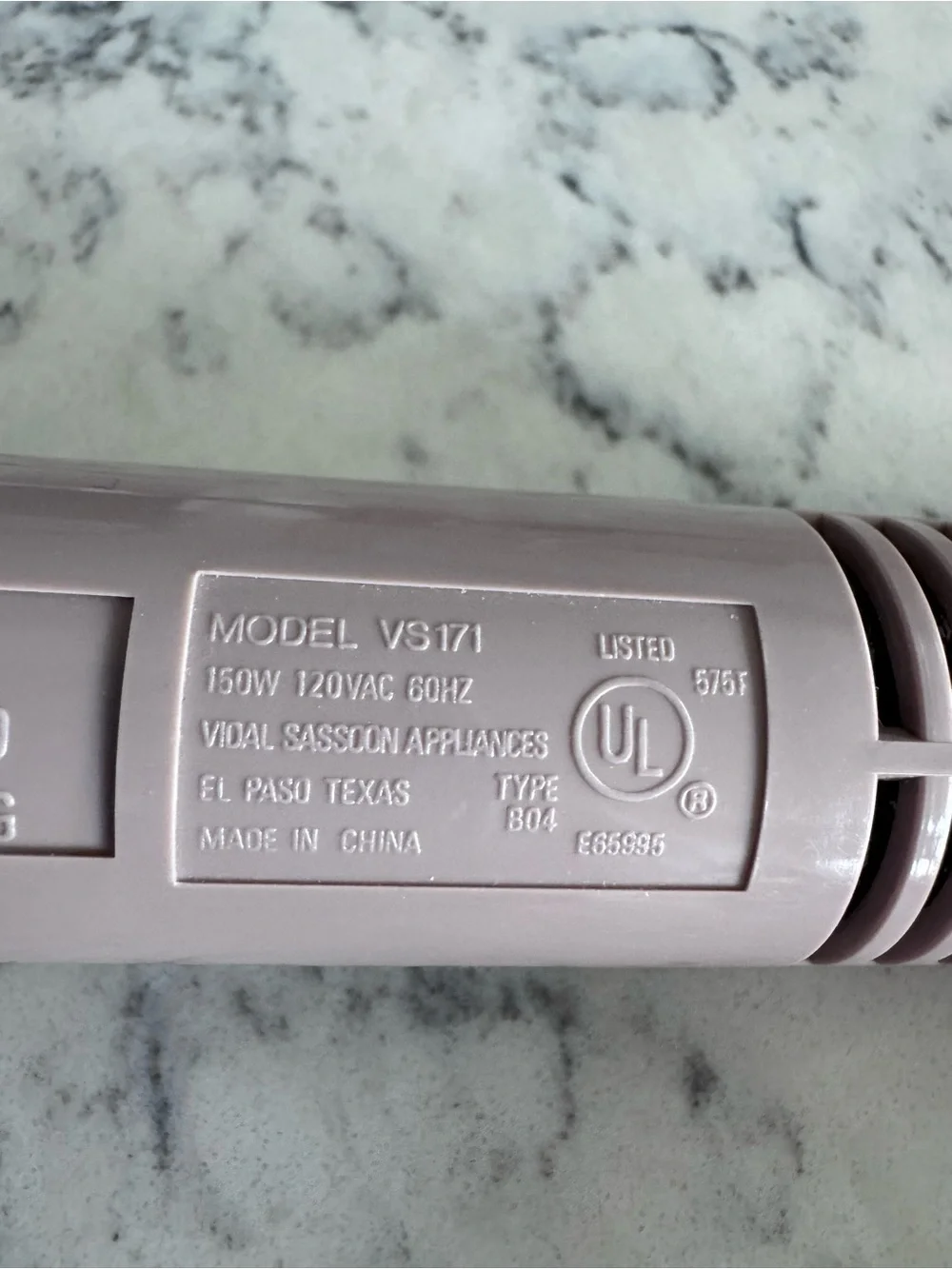Vintage! Vidal Sassoon Mauve Pink Electric Small Barrel Hot Air Brush